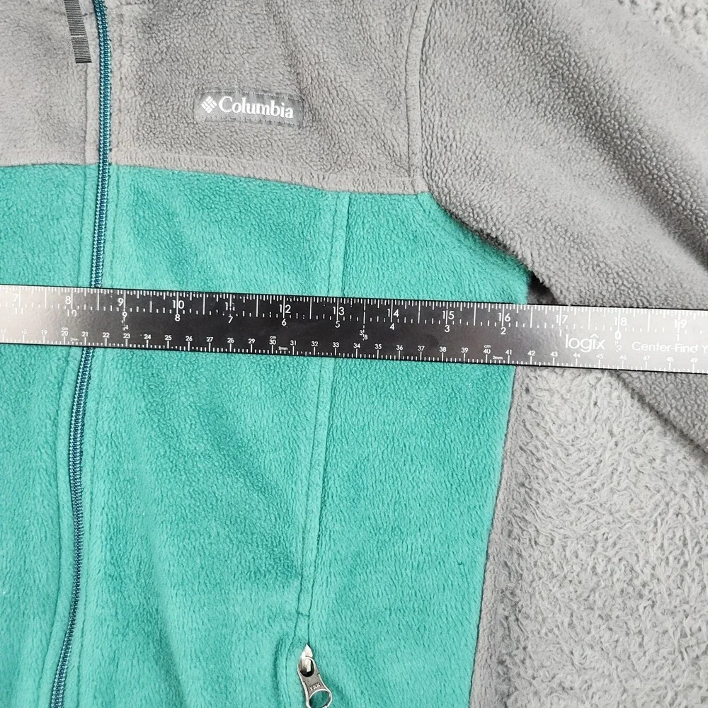 Columbia Fleece Jacket Girls Medium 10-12 Gray Teal Full Zip Colorblock Gorpcore
